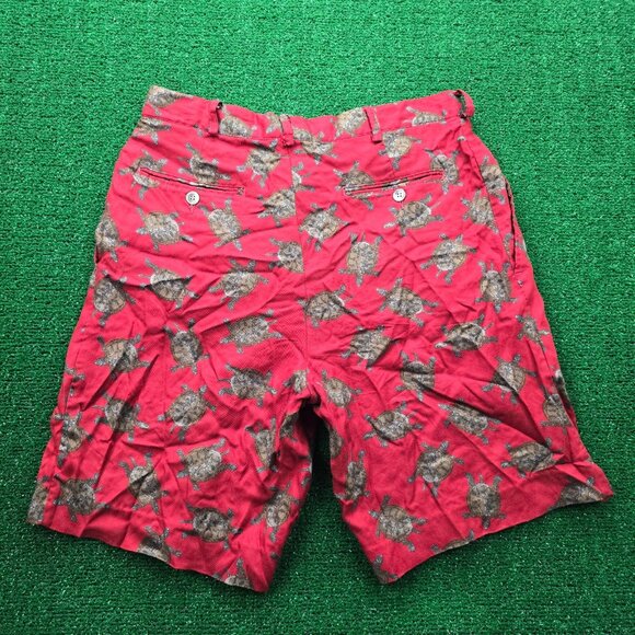 Perry Ellis Shorts Mens 32 Red Chino Sea Turtle All Over Print AOP Summer Beach - Picture 7 of 7